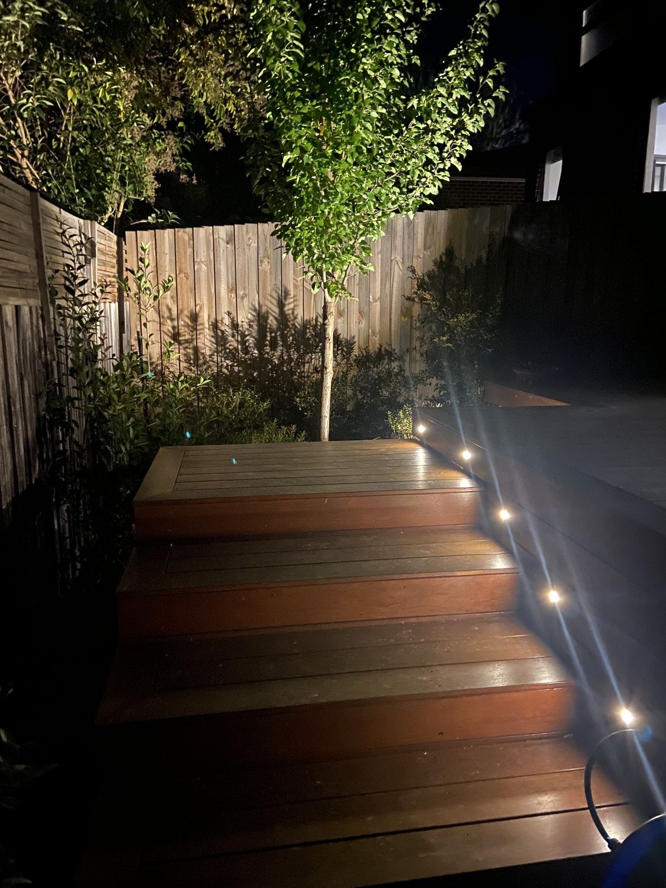 Outdoor deck and step lighting